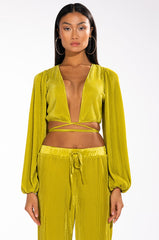 SWEET APPLE PLISSE TIE FRONT