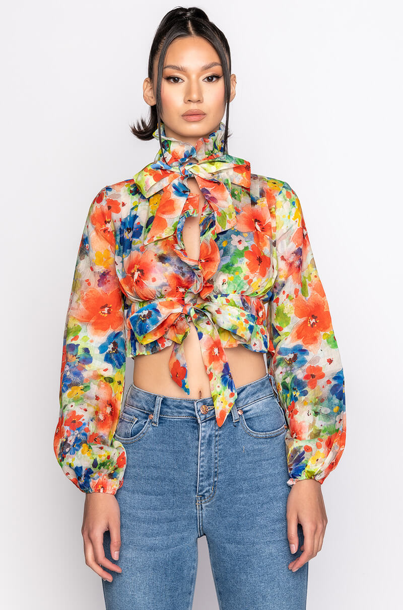 SWEPT AWAY BOW DETAIL BLOUSE