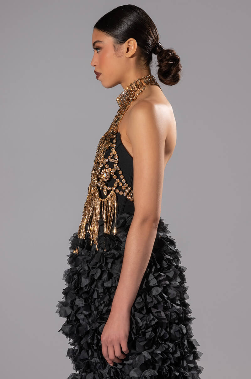 TAKING OVER RHINESTONE MOCK NECK LAYERING TOP