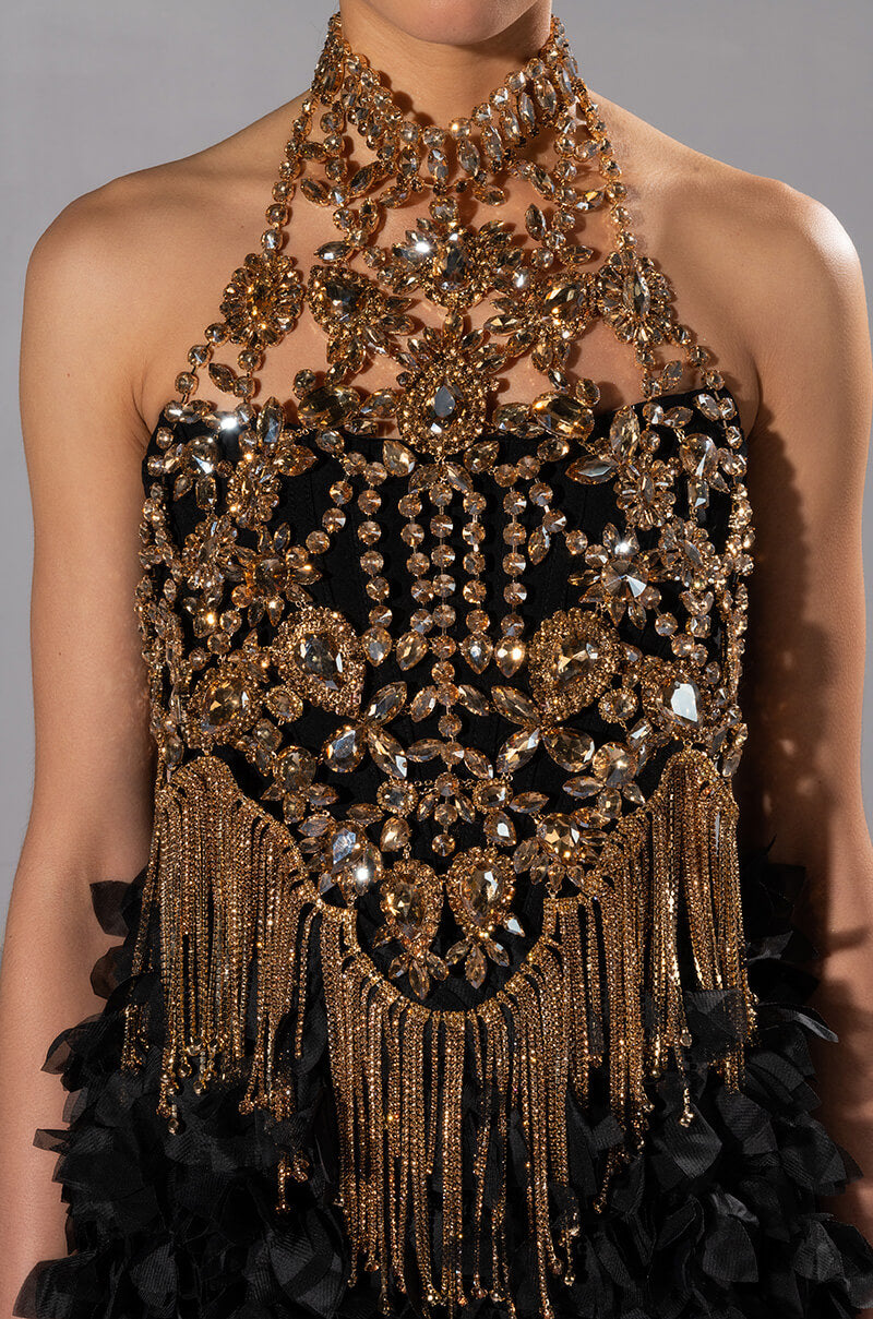 TAKING OVER RHINESTONE MOCK NECK LAYERING TOP