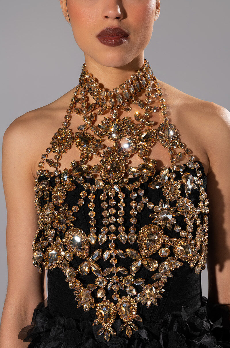 TAKING OVER RHINESTONE MOCK NECK LAYERING TOP