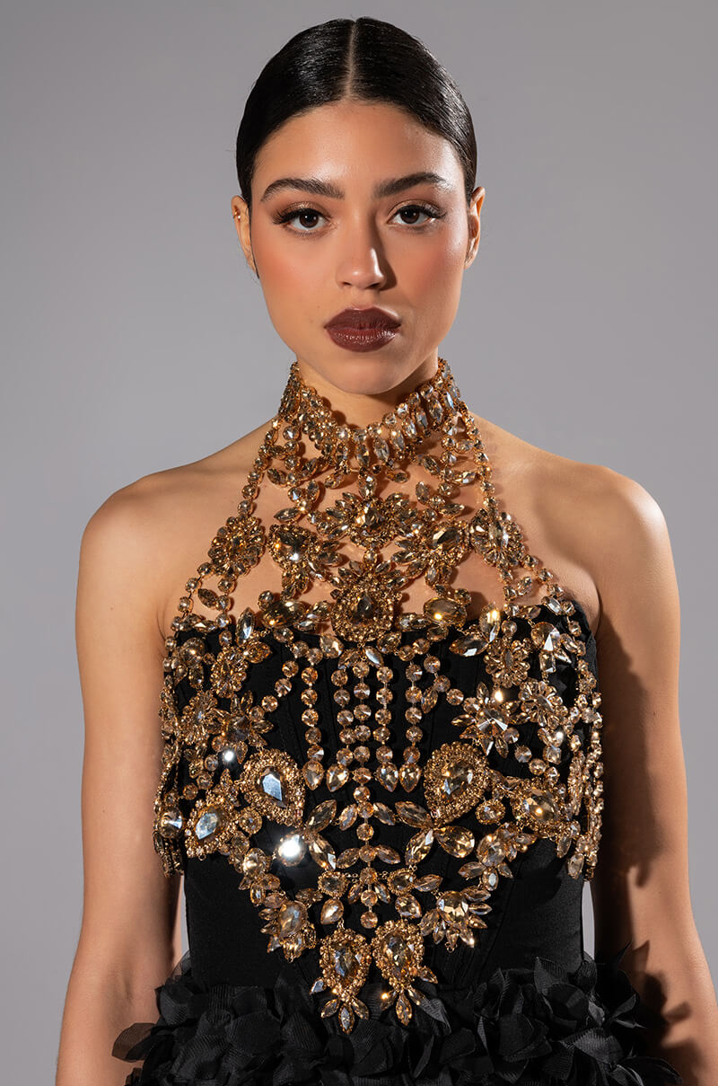 TAKING OVER RHINESTONE MOCK NECK LAYERING TOP