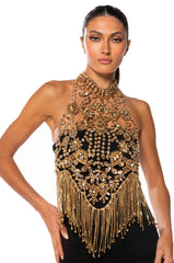 TAKING OVER RHINESTONE MOCK NECK LAYERING TOP