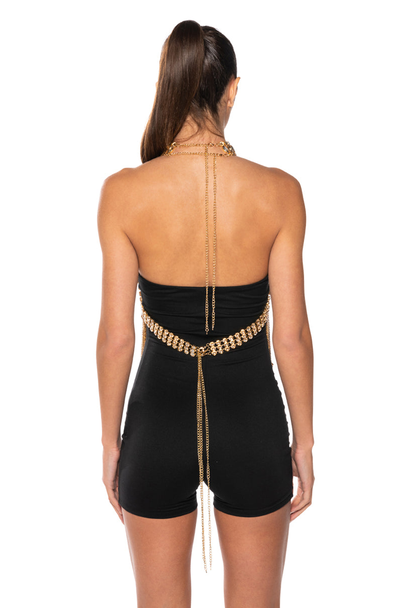 TAKING OVER RHINESTONE MOCK NECK LAYERING TOP