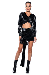 TATIANA LIQUID VELVET MINI SKIRT