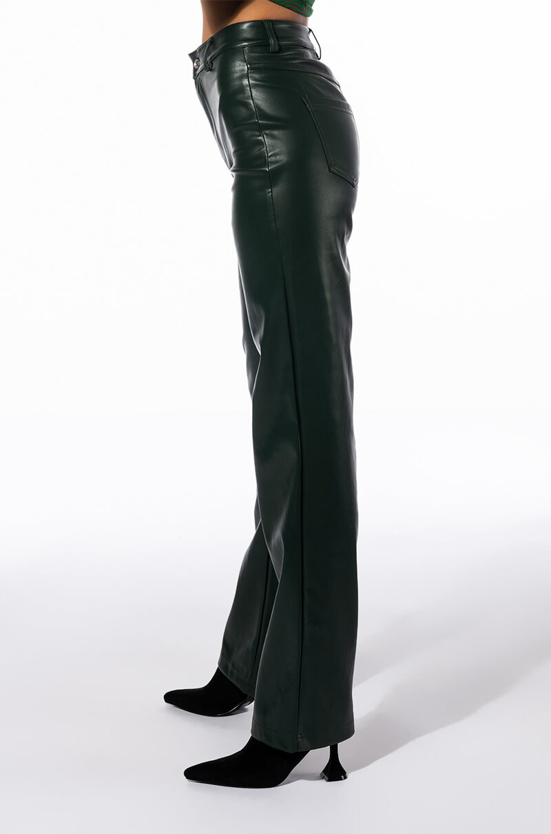 TE QUIERO HIGH RISE VEGAN LEATHER STRAIGHT LEG PANTS