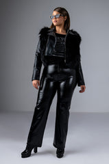 TE-QUIERO HIGH RISE VEGAN LEATHER WIDE LEG PANT