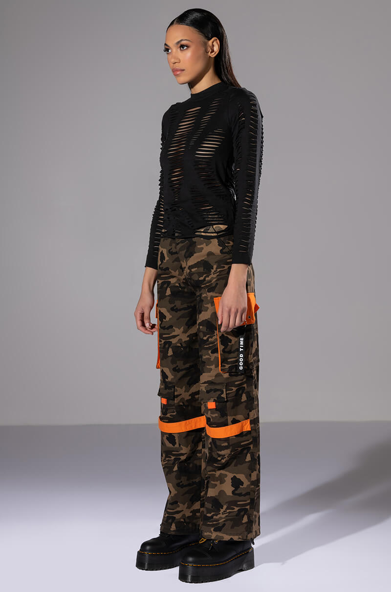 TELL EM DISTRESSED LAYERED LONG SLEEVE TOP