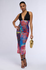 TELL ME SOMETHING I DON'T KNOW MESH MIDI DRESS