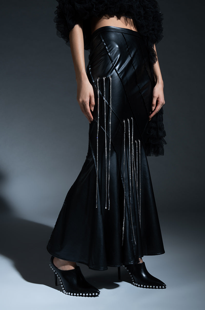 FRONT ROW EMBELLISHED MAXI SKIRT