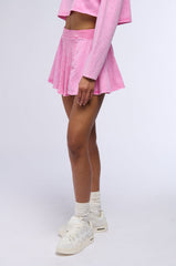 THE PINK COSMOS MINERAL WASH FLARE MINI SKIRT