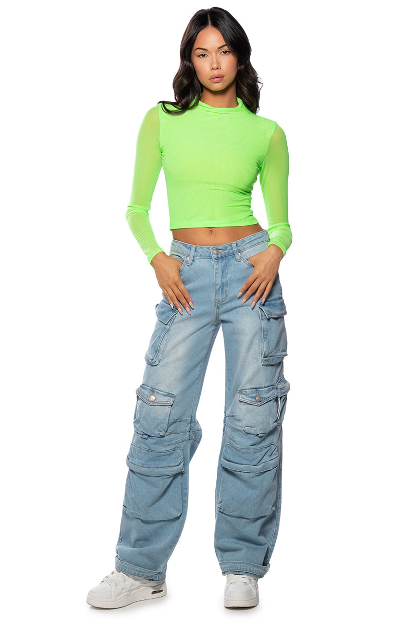 BROOKLYN CARGO POCKET WIDE LEG JEAN