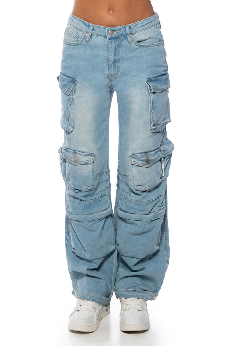 BROOKLYN CARGO POCKET WIDE LEG JEAN