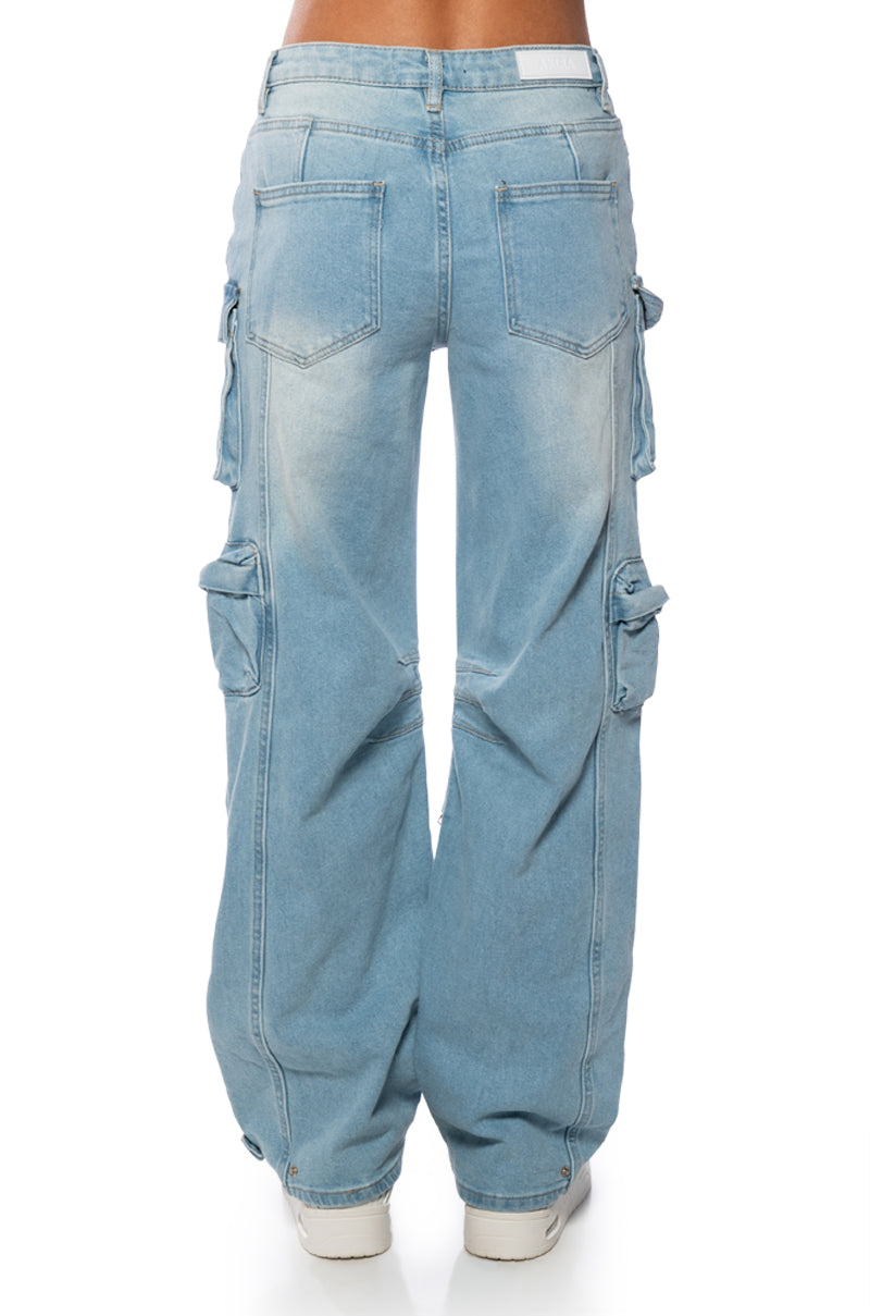 BROOKLYN CARGO POCKET WIDE LEG JEAN