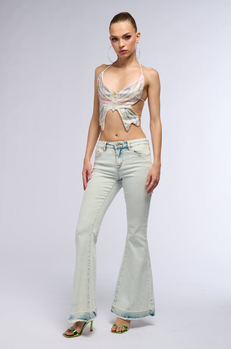 TIME TO FLY BUTTERFLY RHINESTONE TOP