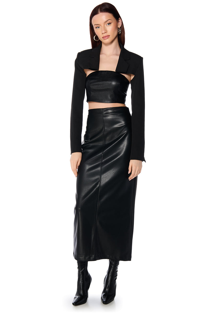 TOP TIER GIRL FAUX LEATHER MAXI SKIRT