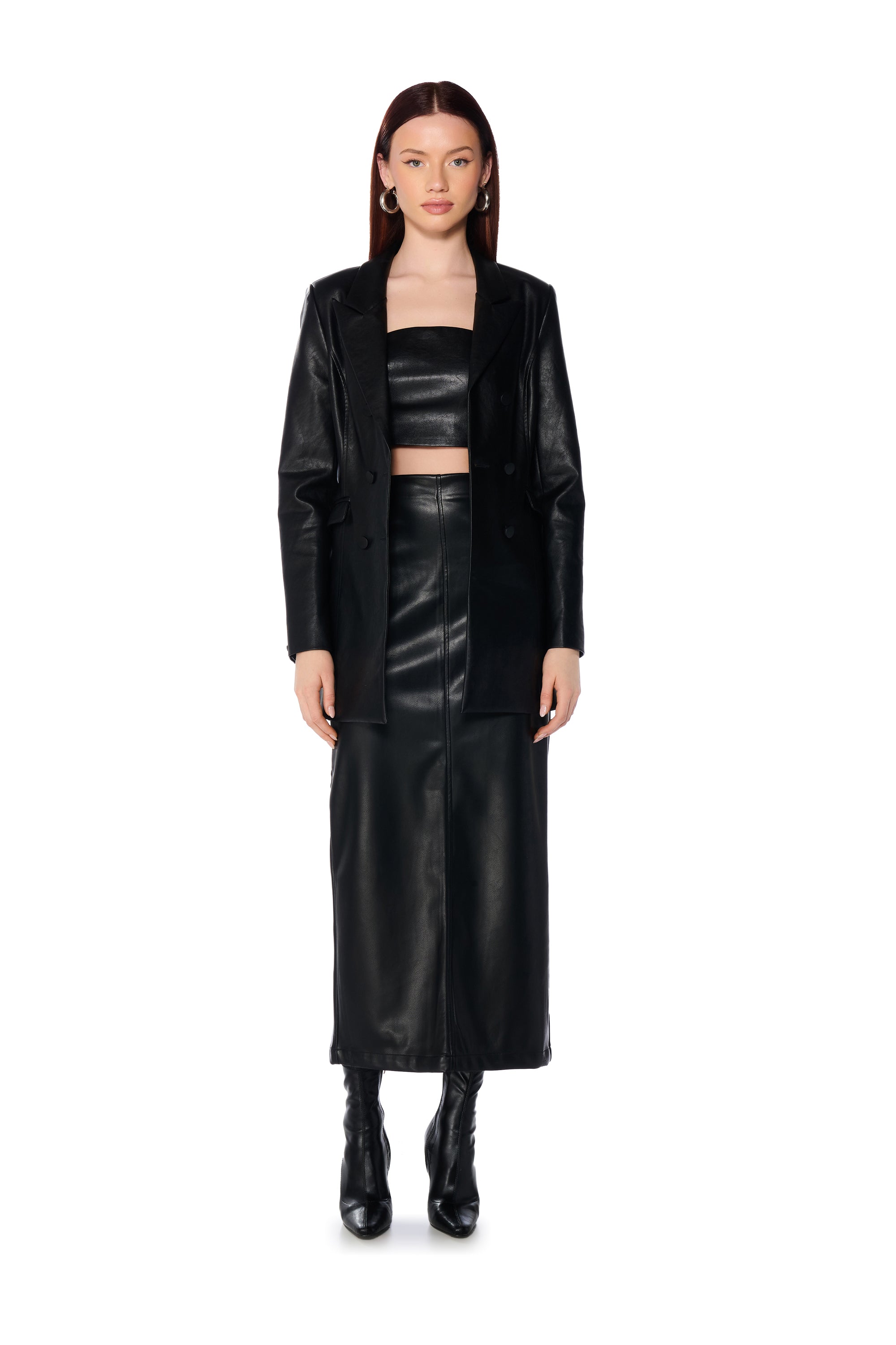 TOP TIER GIRL FAUX LEATHER MAXI SKIRT