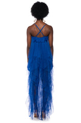 TOP TIER RUFFLE MAXI DRESS ROYAL BLUE