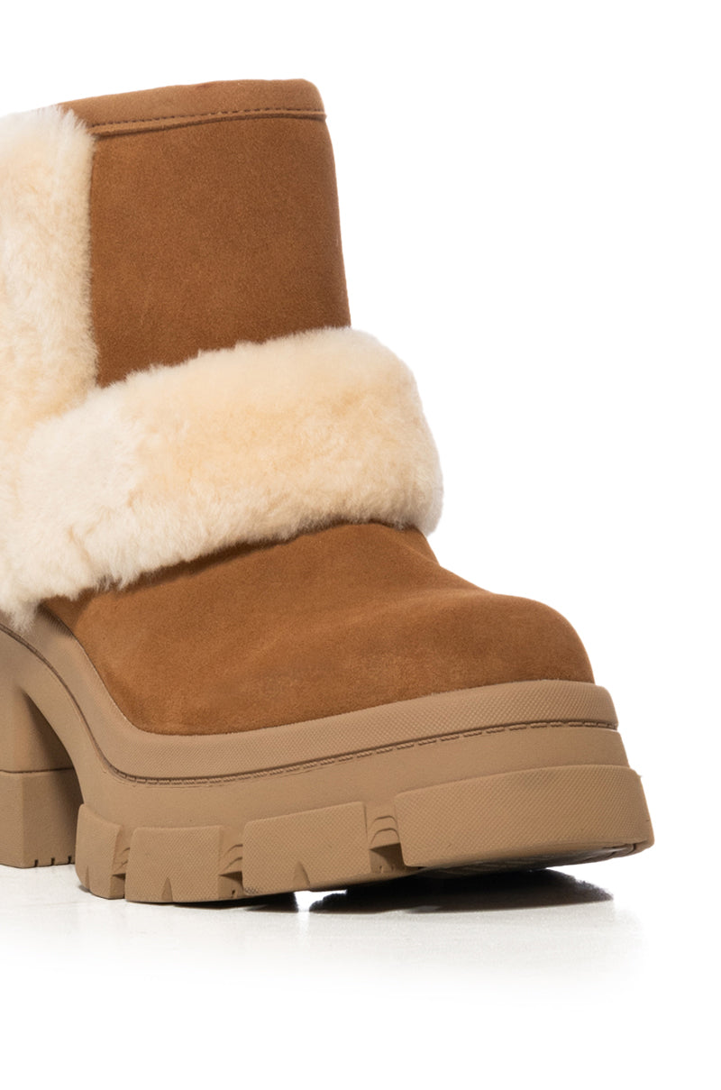 UGG BROOKLYN SUNBURST WATERPROOF BOOTIE IN CHESTNUT
