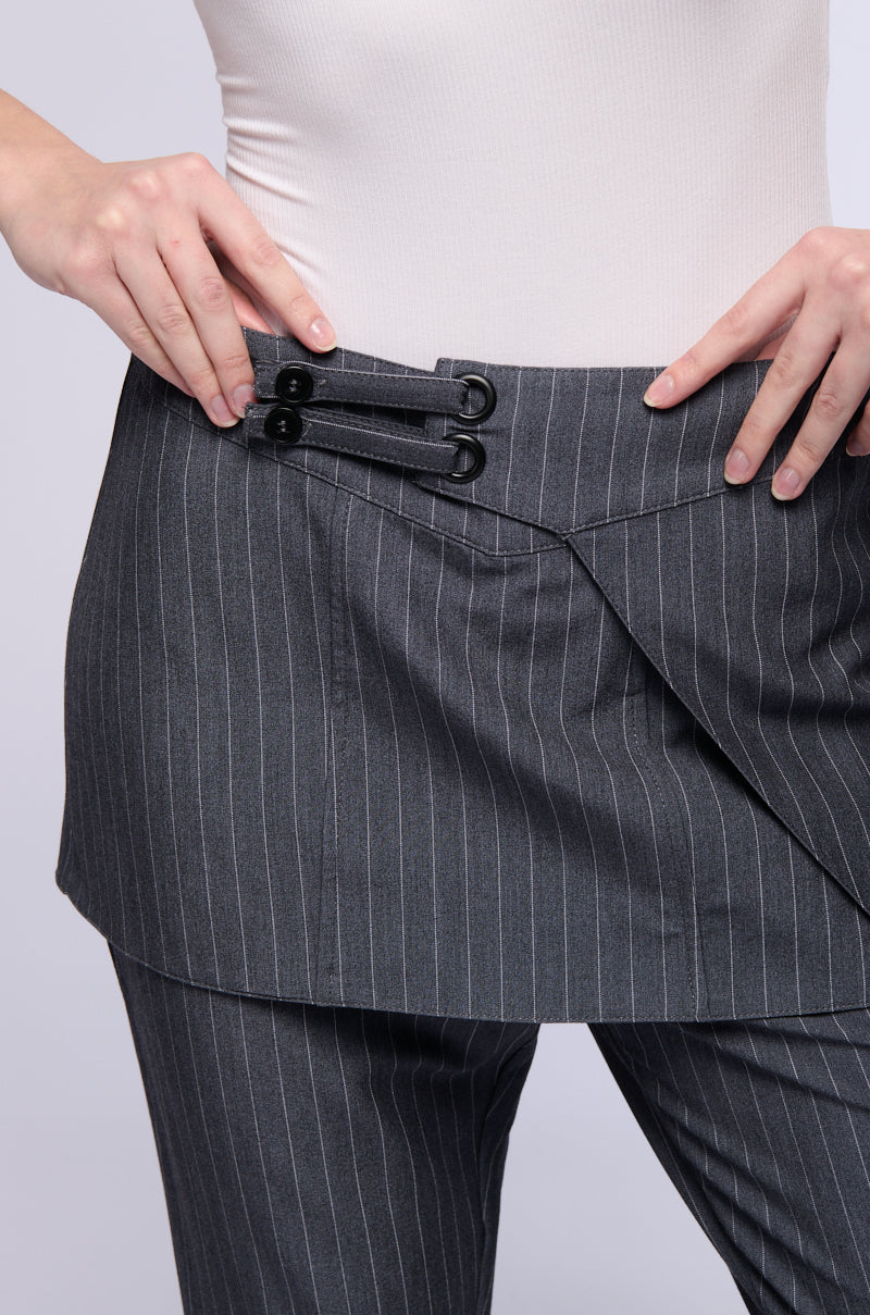 UNDERWATER FLARE PINSTRIPE SKIRT OVERLAY TROUSER