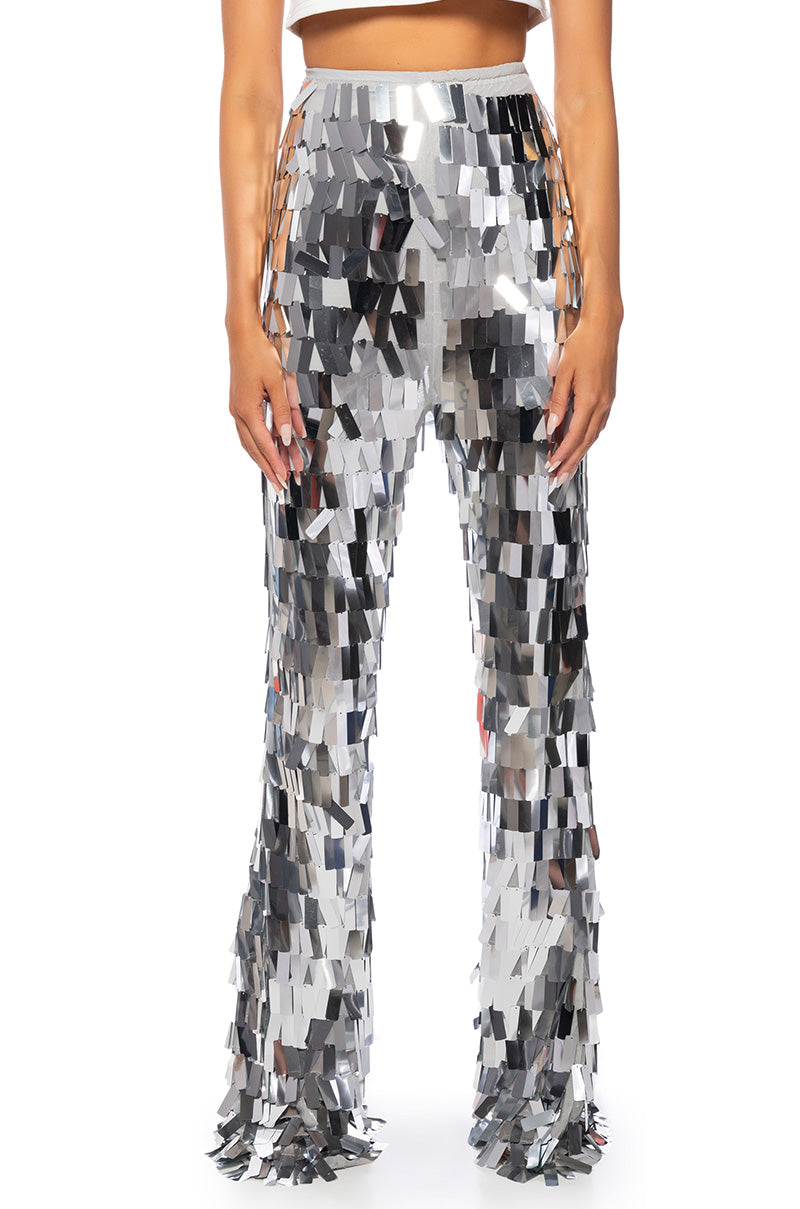 VAL STRETCH SEQUIN PANT IN SILVER