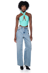 VIOLET GIRL CUT OUT HALTER TOP