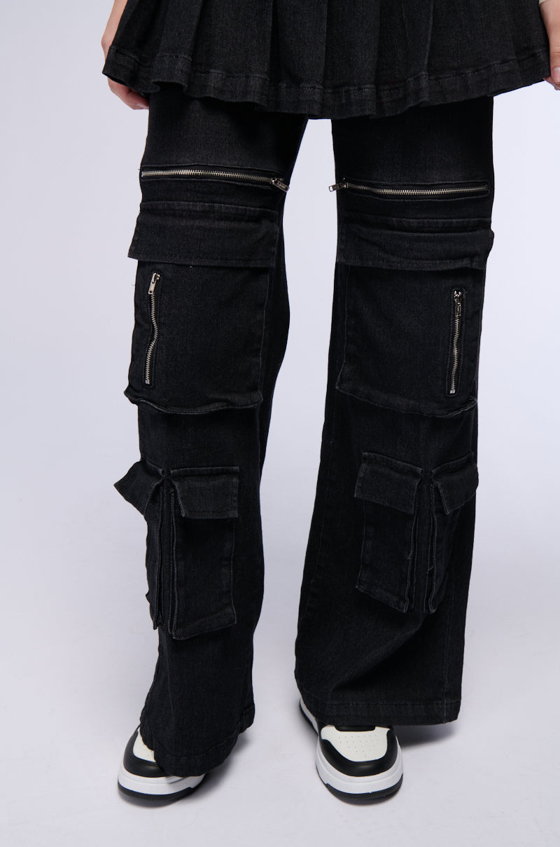 WANT U BACK WIDE LEG DENIM PANT WITH SKIRT