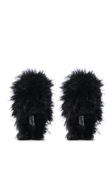 FURRY FUR SLIPPERS IN BLACK