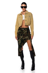 WILDER CAMO CUT OUT MIDI SKIRT