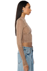 WILLOW CORSET LONG SLEEVE TEE IN LIGHT BROWN