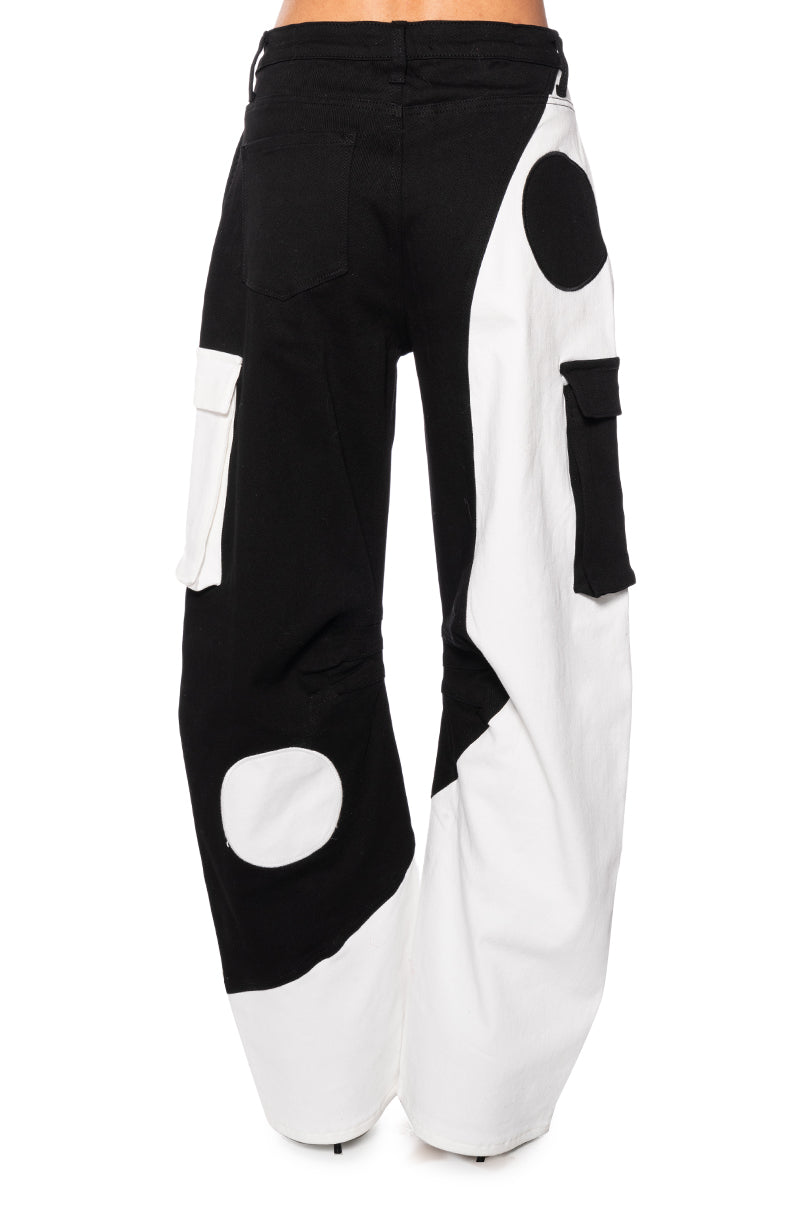 YIN AND YANG CARGO POCKET RELAXED JEANS