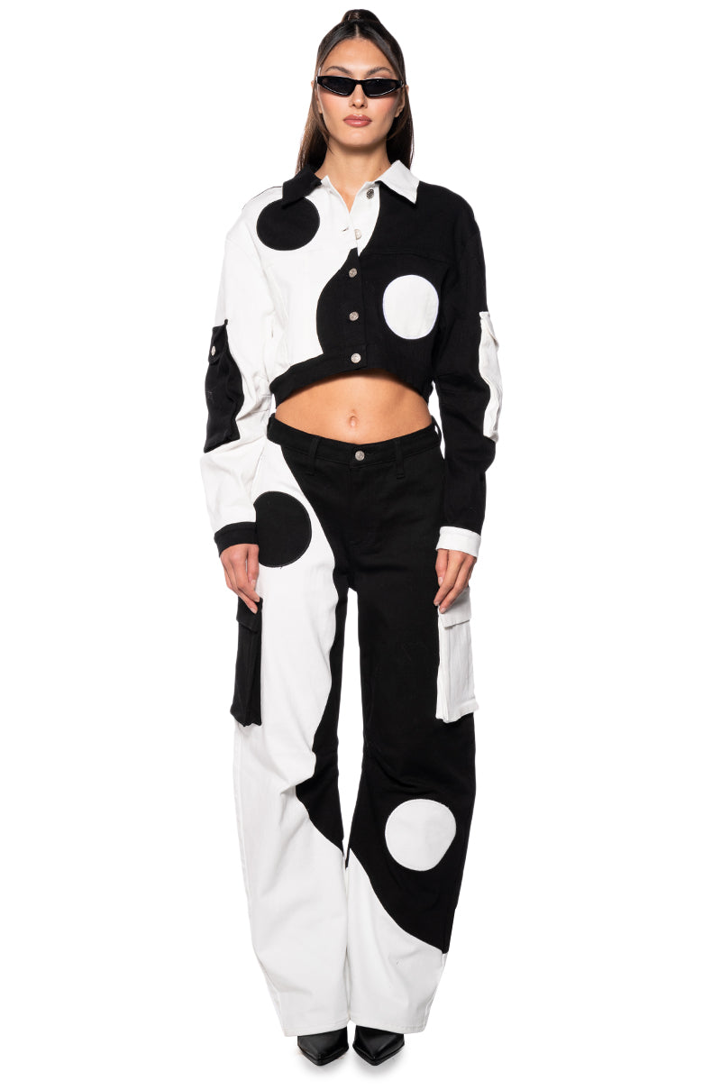 YIN AND YANG CARGO POCKET RELAXED JEANS