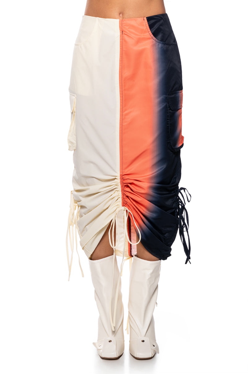 YOU WISH COLOR BLOCKED CARGO SKIRT