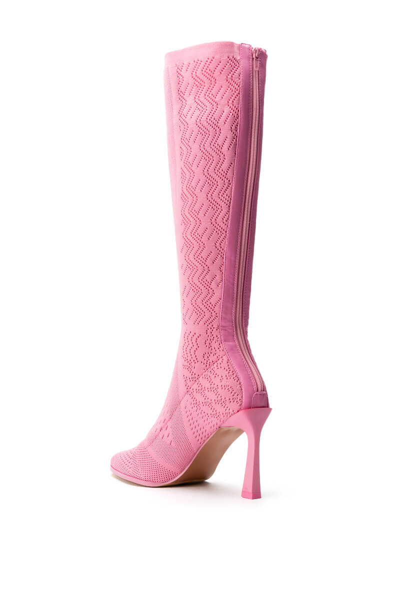 ZERO GRAVITY MID CALF KNIT CHUNKY BOOT IN PINK