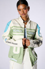 ZOOM ZOOM CONVERTIBLE BOMBER JACKET IN GREEN